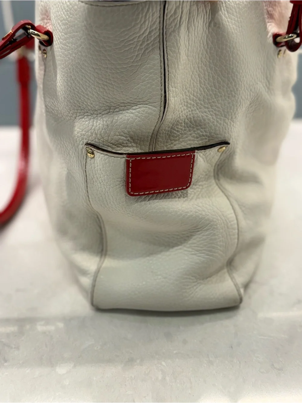 Kate Spade Rudy Nob Hill PXRU0248 Snow/Spice Pebbled Leather Tote w/Dust Bag